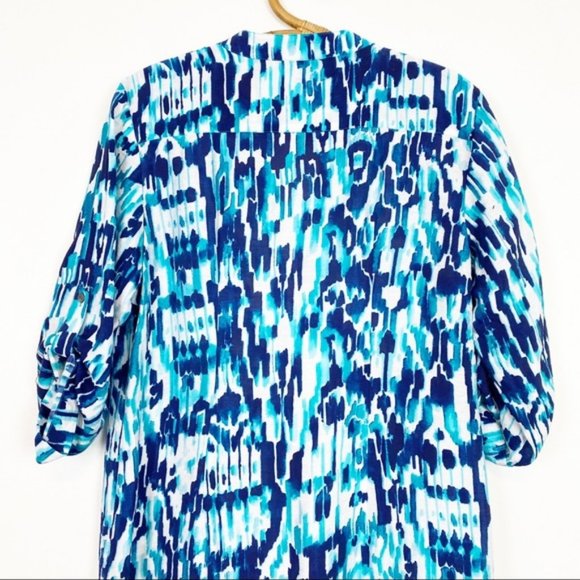 Tommy Bahama | Watercolour Print Button Front Shirt Dress Roll Tab Sleeve Size S - Picture 6 of 9